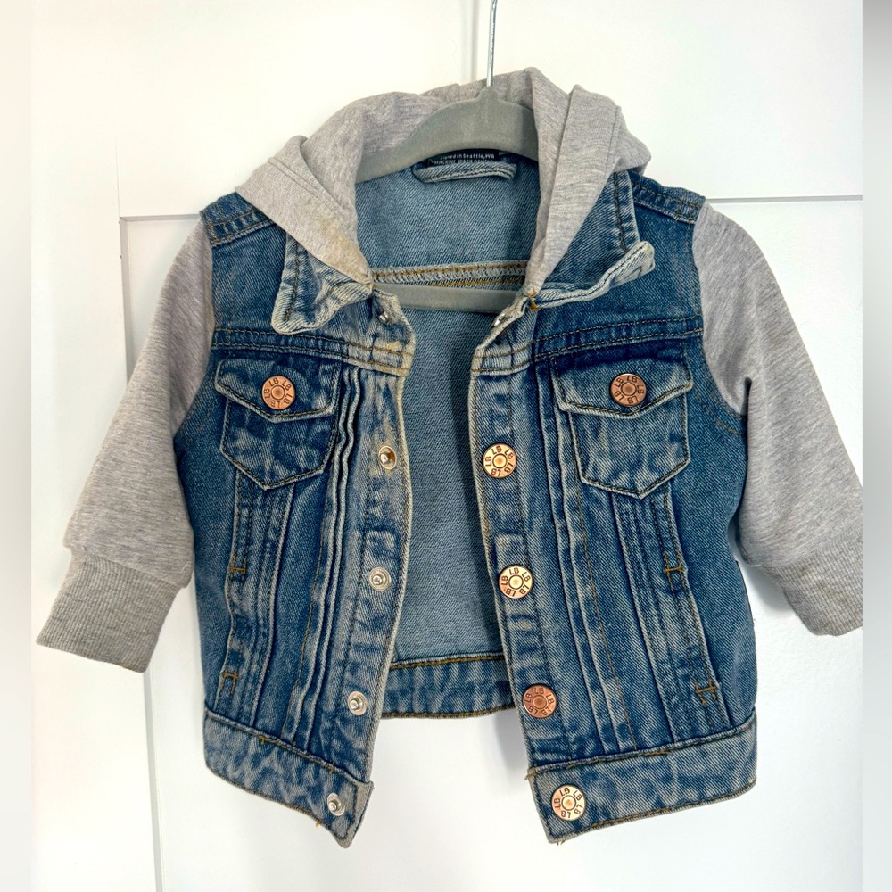 Little Bipsy Hopded Denim Jacket - baby 3-6 months